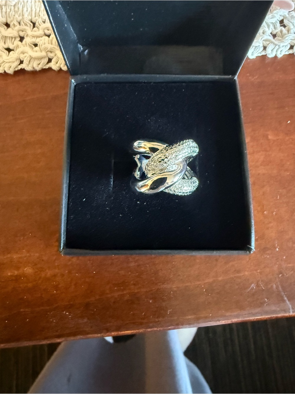 Silver Snake Shaped Ring - Sculpted Serpent Design
